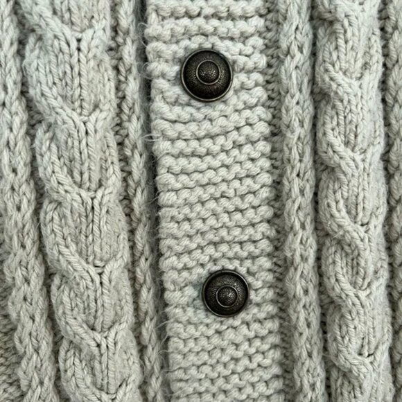 Vintage Handmade Knit/Crocheted Oatmeal Cardigan - Picture 3 of 6